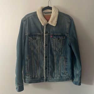 Levi's Blue Denim Jacket with Cream Sherpa Collar
